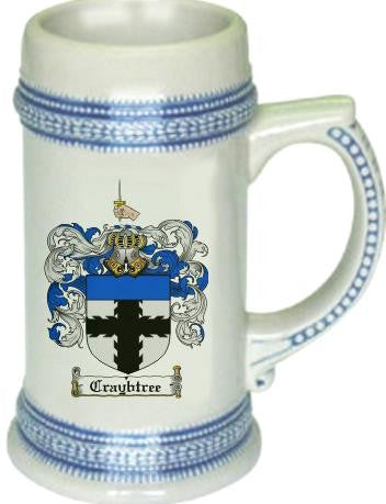 Craybtree family crest stein coat of arms tankard mug