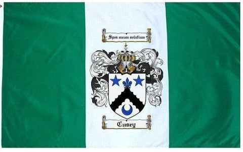 Cusey family crest coat of arms flag