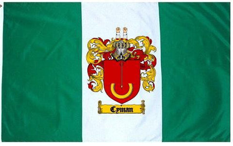 Cyman family crest coat of arms flag