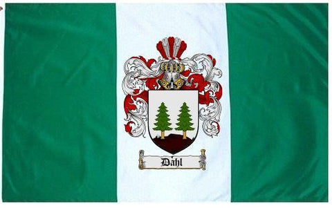 Dahl family crest coat of arms flag