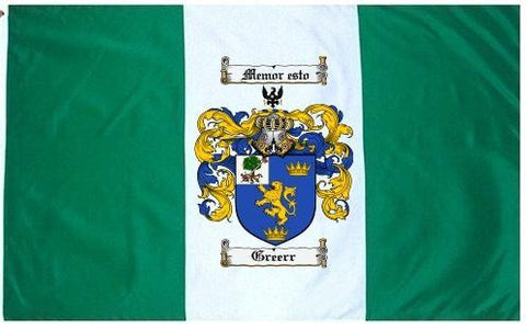 Greerr family crest coat of arms flag