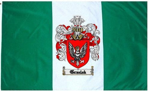 Grzelak family crest coat of arms flag