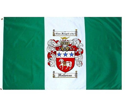 Halloran family crest coat of arms flag