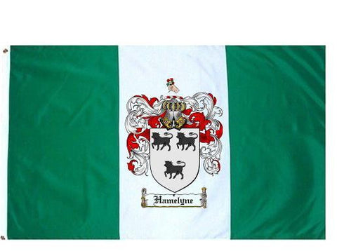Hamelyne family crest coat of arms flag