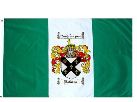 Hawkin family crest coat of arms flag