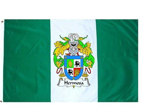 Hermosa family crest coat of arms flag