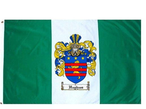 Hughues family crest coat of arms flag