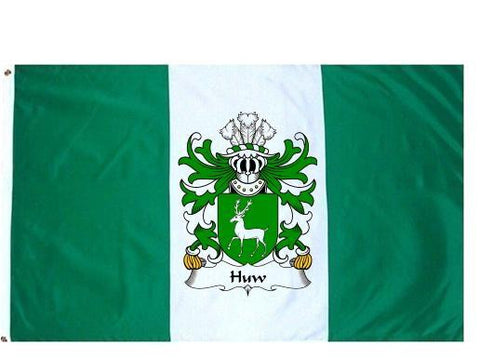 Huw family crest coat of arms flag