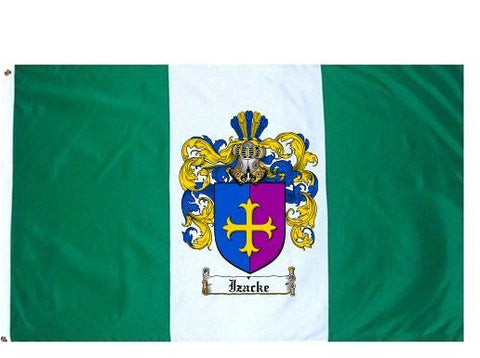Izacke family crest coat of arms flag