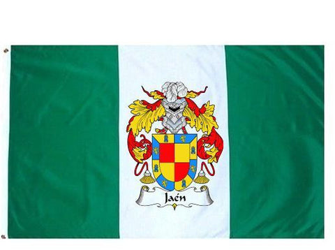 Jaen family crest coat of arms flag