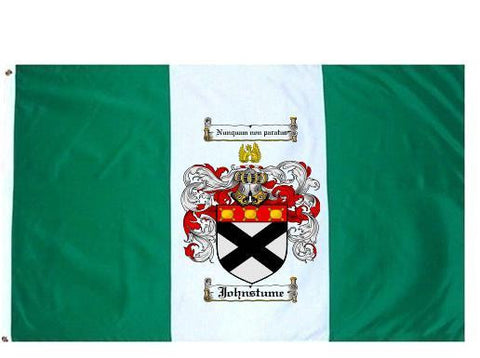 Johnstume family crest coat of arms flag