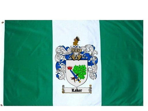 Laker family crest coat of arms flag