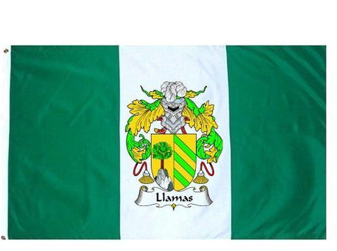 Llamas family crest coat of arms flag