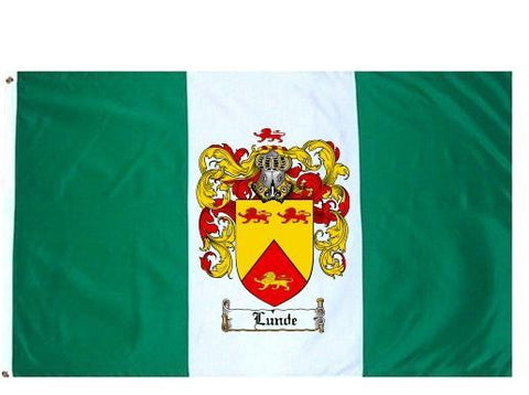 Lunde family crest coat of arms flag