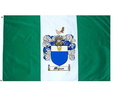 Myner family crest coat of arms flag