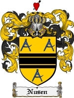 Nusen coat of arms family crest download