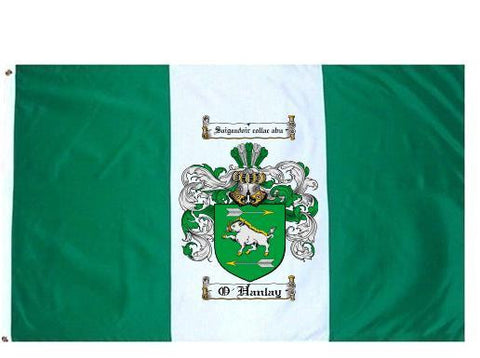 O'Hanlay family crest coat of arms flag