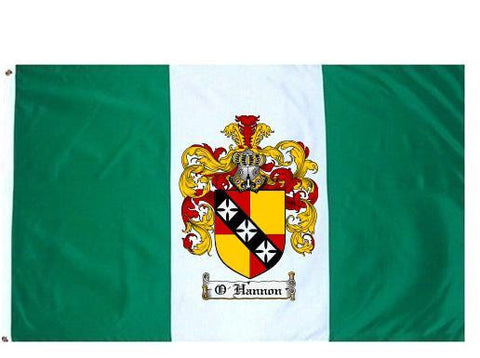 O'Hannon family crest coat of arms flag