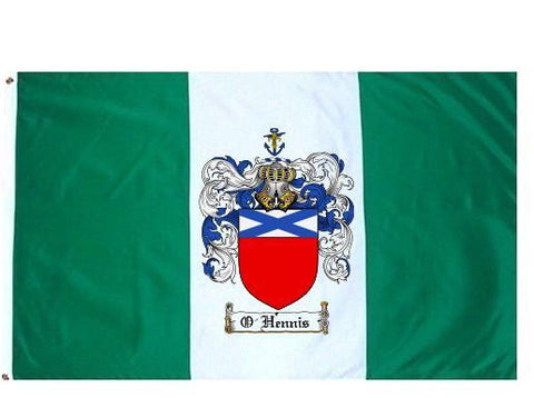 O'Hennis family crest coat of arms flag