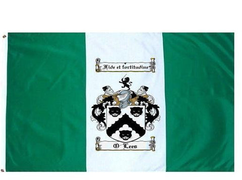 O'Lees family crest coat of arms flag