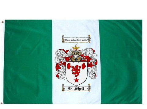 O'Sheil family crest coat of arms flag