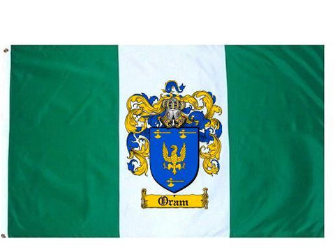 Oram family crest coat of arms flag