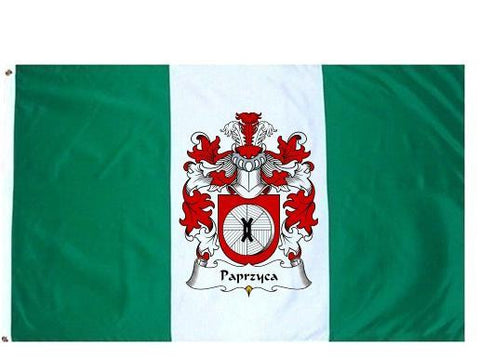 Paprzyca family crest coat of arms flag