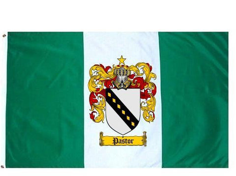 Pastor family crest coat of arms flag