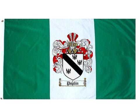 Poplin family crest coat of arms flag