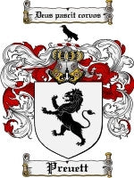 Preuett coat of arms family crest download