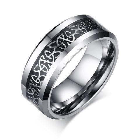 Mprainbow Wedding Rings Carbon Fiber Inlaid Celtics Knot Engagement Band Ring For Him and Her Fashion Lovers Jewelry 6MM/8MM