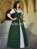 Scottish Tartan Two Piece Traditional Costume Handmade in Red/Green Tartan Plaid Period Costumes