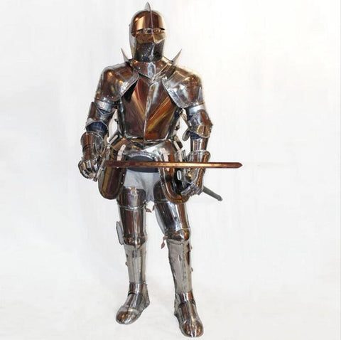 Warrior cosplay clothes Stainless steel costume knight cavalier costume Medieval Armor adult medieval knight costume helmet