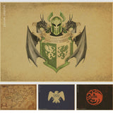 Wall Sticks of Heraldries and maps of GAME OF Thrones retro Paper Posters vintage paingtings nice gift prints