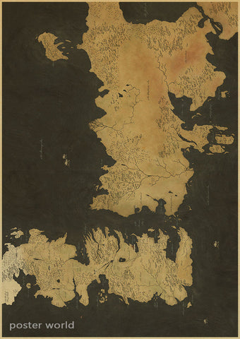 Wall Sticks of Heraldries and maps of GAME OF Thrones retro Paper Posters vintage paingtings nice gift prints