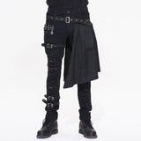 Devil Fashion Punk Men's Detachable Pants Steampunk Gothic Black Scotland Kilt Trousers Man Casual Cotton Pants with Kilt