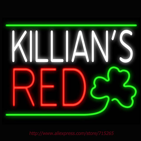 Neon Sign Killians Red Shamrock Real Glass Tube Scotland vintage Signs Handcrafted neon signs for Business Store  Display 31x24
