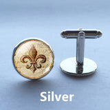 Fleur De Lis Cufflinks Heraldry Jewelry Royal Heraldic Sign. Birthday Gift Christmas Gift silver plated cufflinks