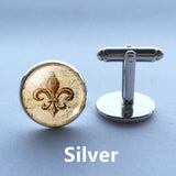 Fleur De Lis Cufflinks Heraldry Jewelry Royal Heraldic Sign. Birthday Gift Christmas Gift silver plated cufflinks