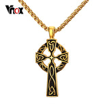Vnox Celtic Cross Necklace for Men Top Quality Stainless Steel Pendant 24" Chain Daily Religion Male Jewelry