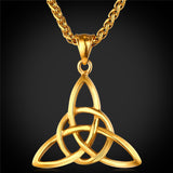 U7 Viking Jewelry Celtic Knots Necklaces & Pendants Triquetra Gold Color Stainless Steel Men Chain Gift Irish Knot Charm P722