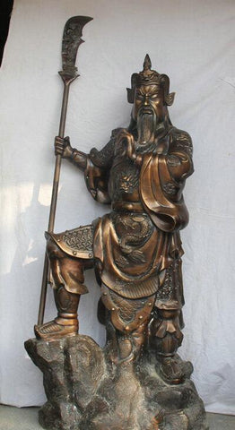 Details about  76" Huge Chinese Bronze Sword Guan Gong Yu Warrior consecrate God Stand Statue