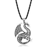Wholesale Antique Silver Dragon Necklace Viking Thistle Scottish Celtics Dinosaur Pendant Rope Chain Necklace