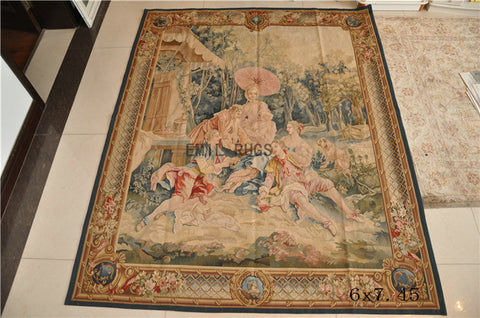 medieval tapestry Handmade wool aubusson tapestry gobelin 183CMX227CM 6'X gc9tap20 7.45' in the Middle Ages