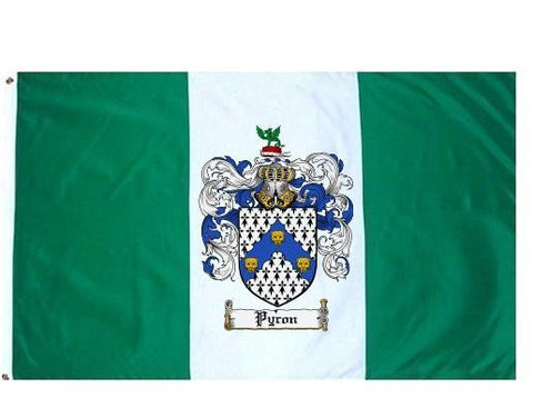 Pyron family crest coat of arms flag