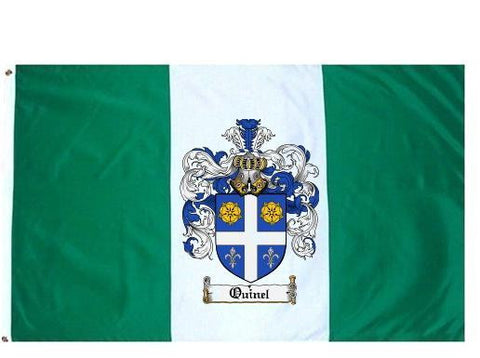 Quinel family crest coat of arms flag