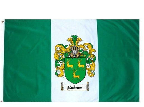 Rudrum family crest coat of arms flag