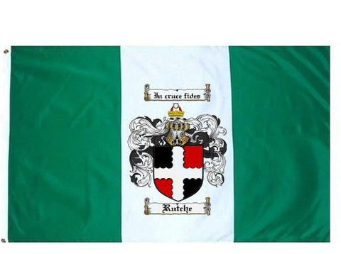 Rutche family crest coat of arms flag