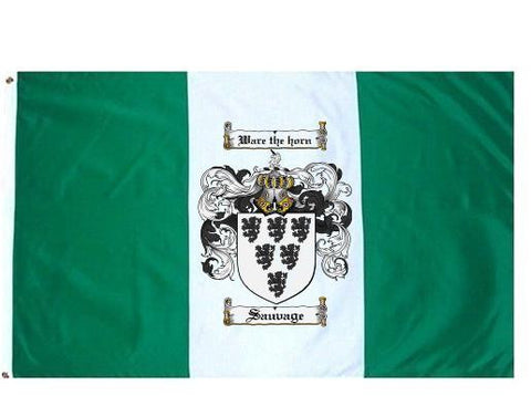 Sauvage family crest coat of arms flag