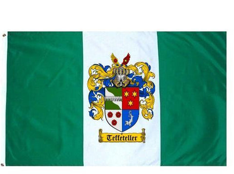 Teffeteller family crest coat of arms flag